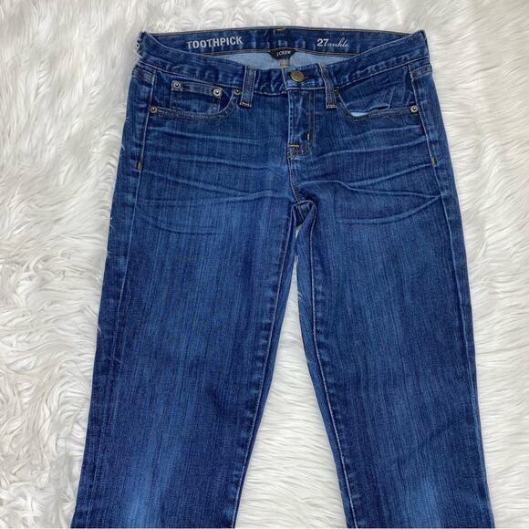 J. Crew Women's Toothpick Jeans Size 27 Blue Medium Low Rise Casual - Picture 2 of 11